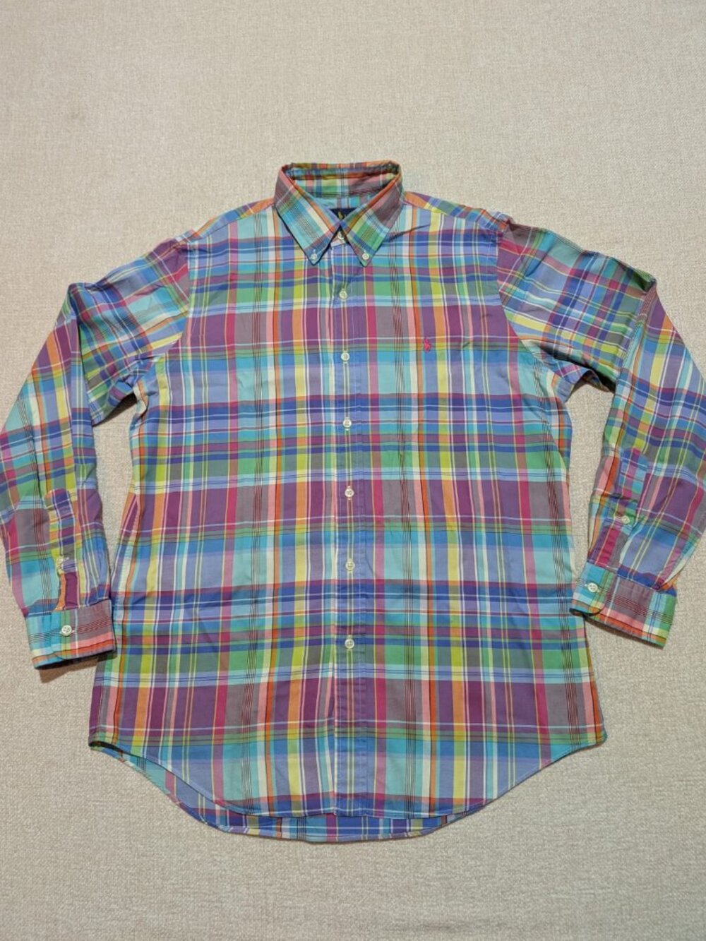 Ralph Lauren Men’s Multicolor Madras Plaid Shirt Size M - Picture 2 of 7